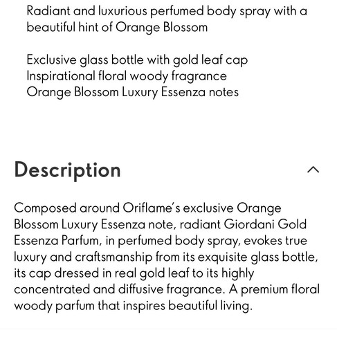 Oriflame Giordani Gold Essenza Perfumed Body Sprays Floral Woody Scent - Picture 3 of 4