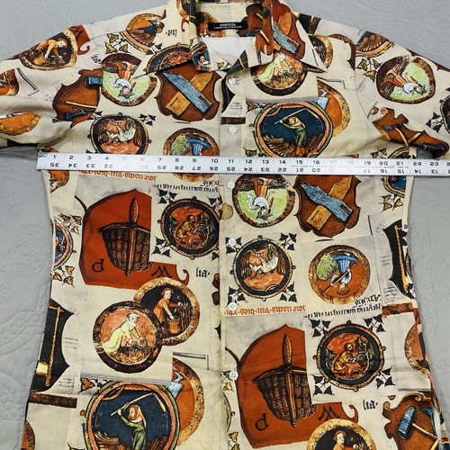Camisa Quintessa Vintage Años 70 Cuello Daga Geométrica L/S Botón Clásico Poliéster - Imagen 6 de 7