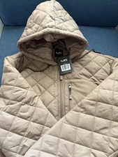Mack Russo Beige Adult Size M Quilted Puffer Jacket Hooded New w/ Tags Bomber