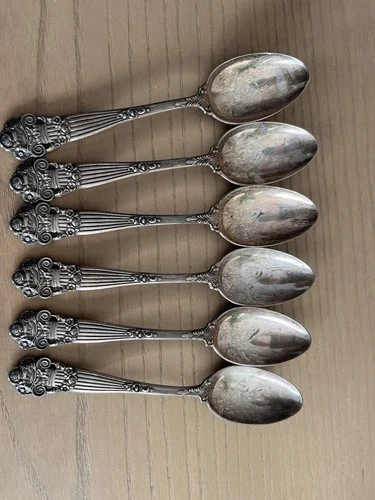 Antique Wallace Rose Sterling Silver Spoons Pat.1898 Set of 6