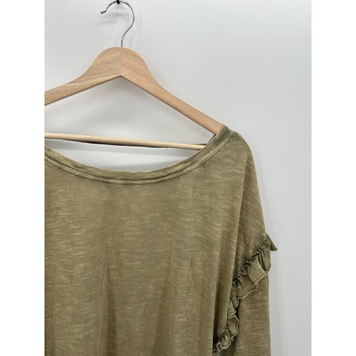 Pilcro Anthropologie Top Damen Medium moosgrün Rüschen hinten offen Tunika T-Shirt - Bild 6 von 9