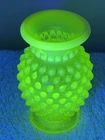 Fenton Vaseline Opalescent Hobnail Mini Bud Vase- Uranium