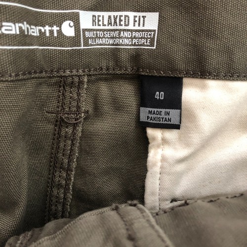 Carhartt Cargo Shorts Size 40 Mens Khaki Green Relaxed Fit Twill Zip Fly - Picture 2 of 10