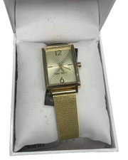 Nine West Women's Mesh Bracelet Watch Gold Rectangle