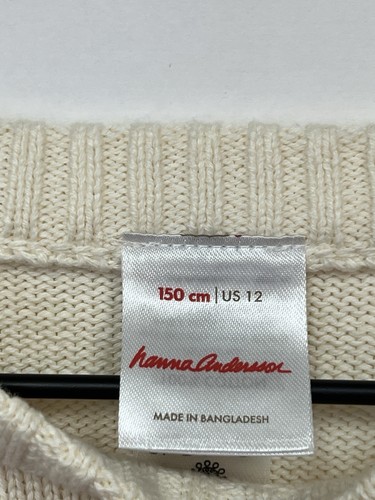Hanna Andersson Kids Deer Print Holiday Sweater Size 12 Cream - Picture 3 of 7
