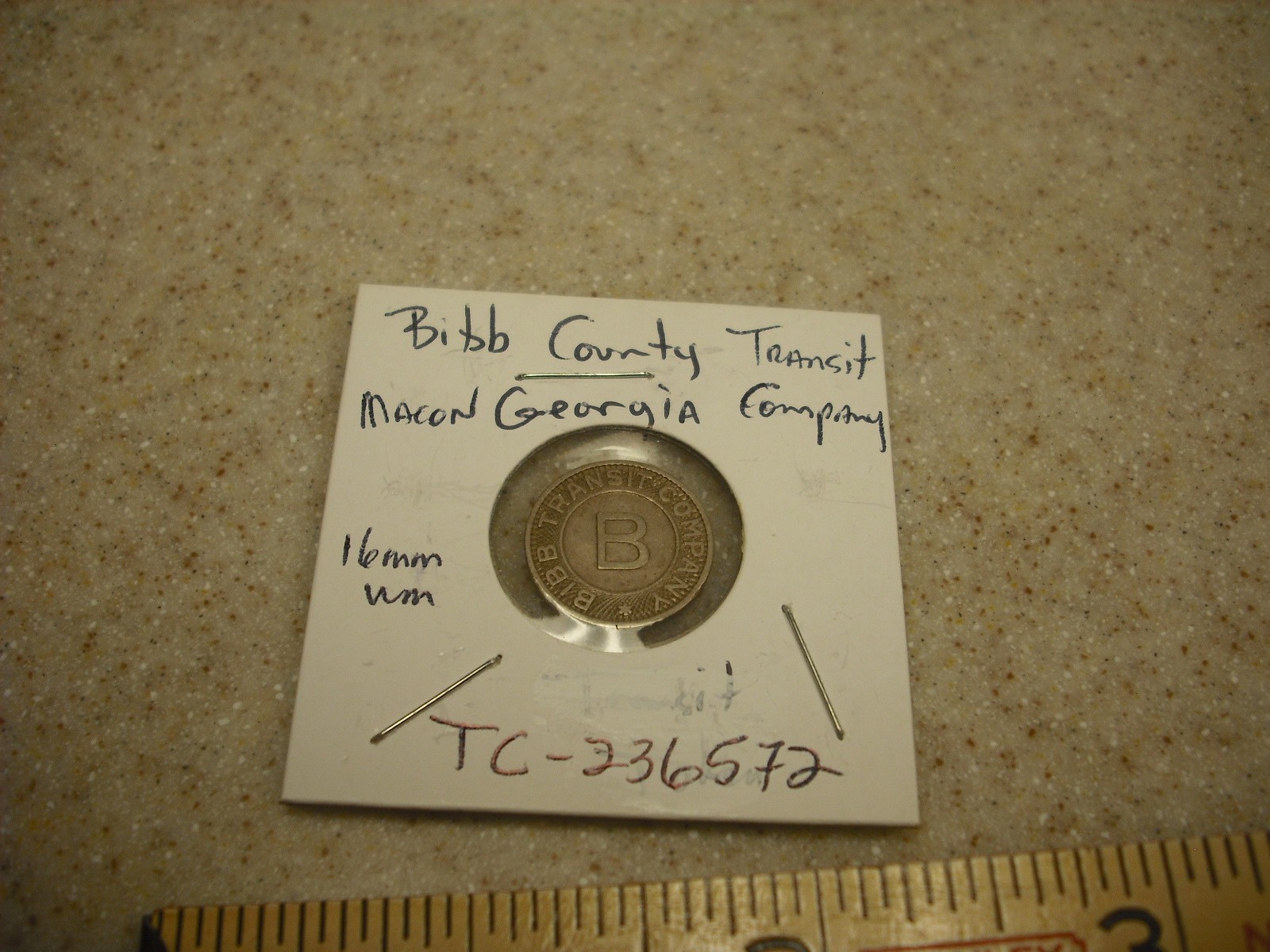 1950 Bibb County, Macon, GA Transit Token TC-236572/ GA580D