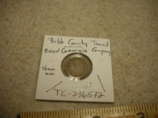 1950 Bibb County, Macon, GA Transit Token TC-236572/ GA580D