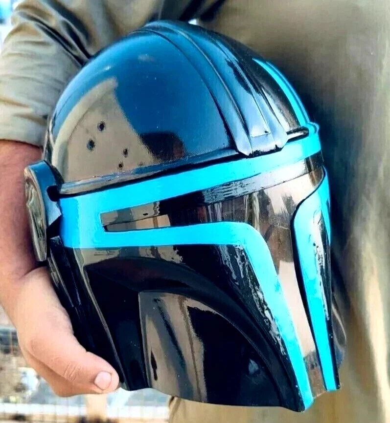 Capacete medieval The Mandalorian aço preto Star Wars Boba Fatt presente de Natal - Imagem 4 de 4