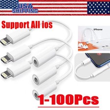For iPhone Headphone Adapter Jack 8 Pin to 3.5mm Aux Cord Dongle Converter Lot
