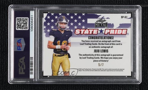 2024 Leaf Metal State Pride Silver Wave 5/7 JuJu Lewis #SP-JL1 PSA 9 MINT Auto - 第 2/3 張圖片