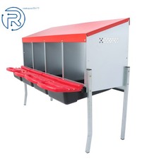 Metal Chicken Egg Laying Box with Perch 4 Hole Chicken Nesting Boxes