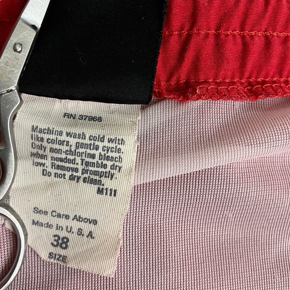 "Bañador corto Jantzen vintage para hombre 38 rojo azul color block forrado años 70 80 2,5""" Foto 4 de 4