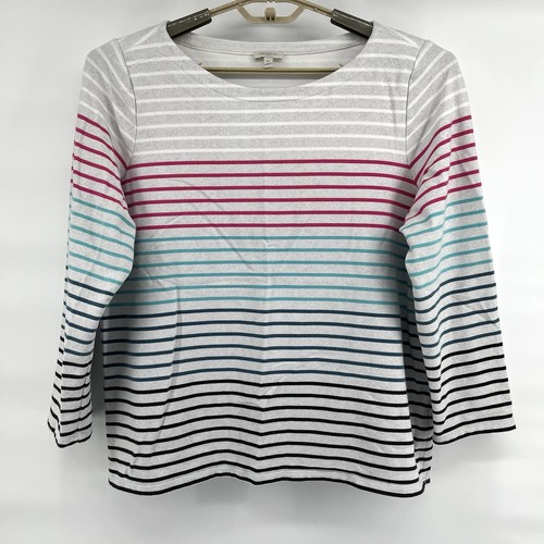 Talbots Damen Übergröße 1X Pullover Oberteil U-Boot-Ausschnitt grau bunt gestreift - Bild 1 von 6