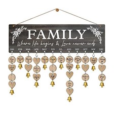 Buecasa Wooden Family Birthday Reminder Calendar Board Wall Grey life begins