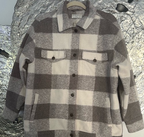 New Woman’s Size Small Z Supply Preston Knit Plaid Jacket Slate Gray - Picture 9 of 11