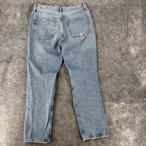 Agolde Jeans Women's 29 Fen Blue Pants High Rise Distressed Button Fly Relaxed - Picture 2 of 15