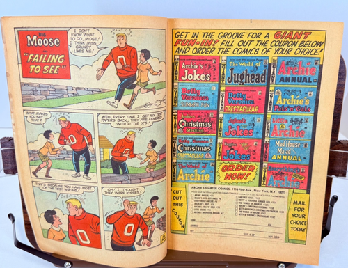 Libro de bromas de Archie #140 (1969) cubierta clásica de mordaza de piscina | Archie Comics en muy buena condición - Imagen 7 de 10