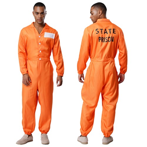 Herren Overall Unisex Uniform Party Kostüm Anzug Gefängnis Langarm Cosplay Body - Picture 16 of 34