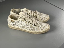 Toni Pons Shoes Womens Size 39 White Espadrille Crochet Lace Sneaker Lace-Up