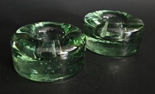 Art Glass Blenko? Candle Holders Green Glass ...
