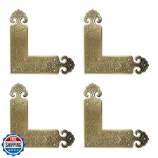 Tiazza 4Pcs Antique Embossing Brass Decorative Corner Protectors Braces Class
