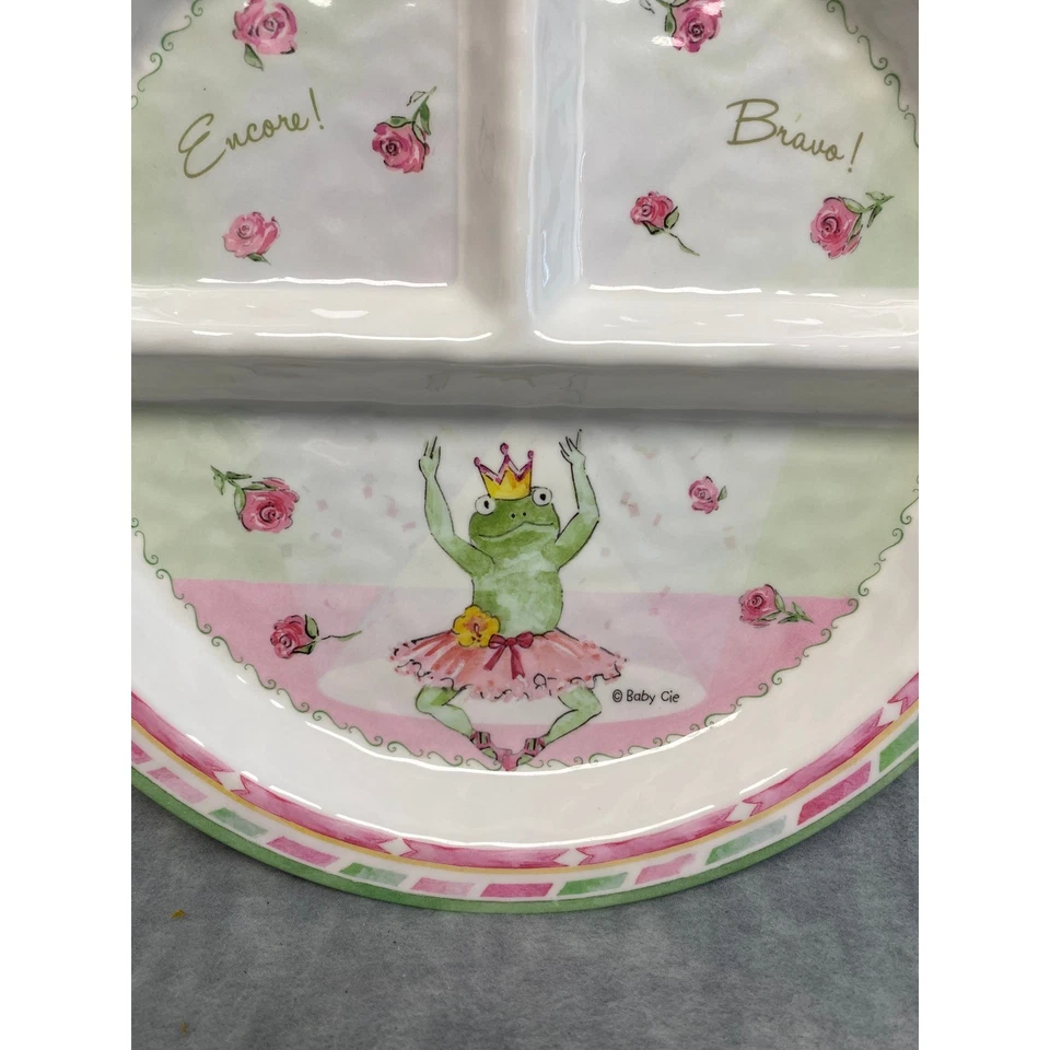 Bailarina Baby Cie Plate Rana Dividida Encore Bravo Rosa Verde Comer Comidas Foto 2 de 4