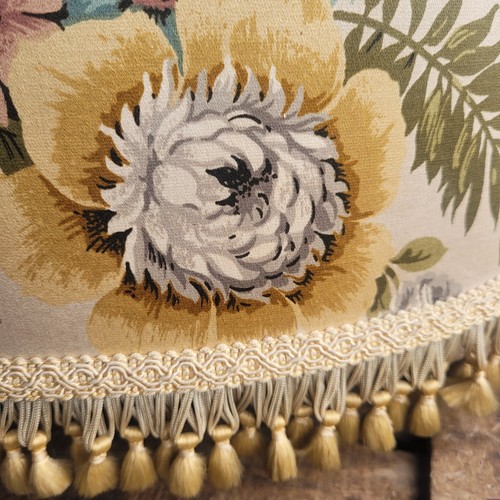 Vintage Downton Abbey Style Standard Lampshade Raw Silk Gold Floral Tassels - Picture 13 of 18