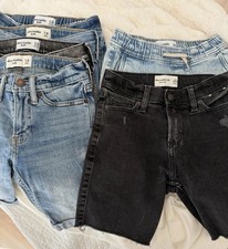 Abercrombie Kids Boys Blue, Black, Light Wash Ripped Denim 6 Shorts Size 7/8
