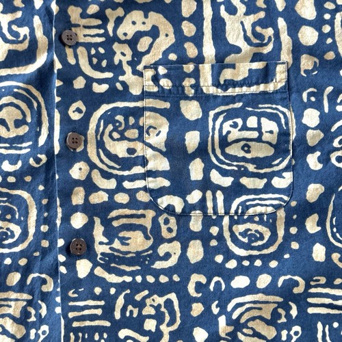 Vintage LL Bean Mens Short Sleeve Button Down Shirt Size XL Reg Geometric Aztec - Picture 4 of 7
