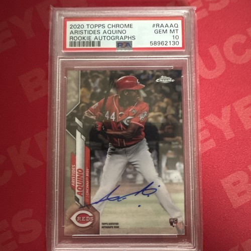 2020 Topps Chrome Aristides Aquino auto PSA 10 - Picture 1 of 2