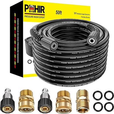 #ad POHIR 50FT Pressure Washer Hose 1 4quot; 4000PSI Kink Resistant Power Washer Hose $39.89