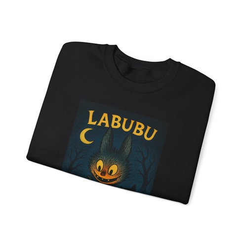Halloween LaBubu Monster Parody Crewneck Sweatshirt, Unisex Pullover, Black - Picture 8 of 18