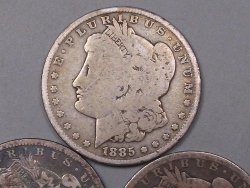 3 dólares Morgan de plata: 1881-s, 1890-o, 1885.  #4 - Imagen 3 de 17
