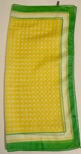 1950 s Vintage Women s Yellow Green Polka Dot Made In Japan Scarf 25 x 26.5