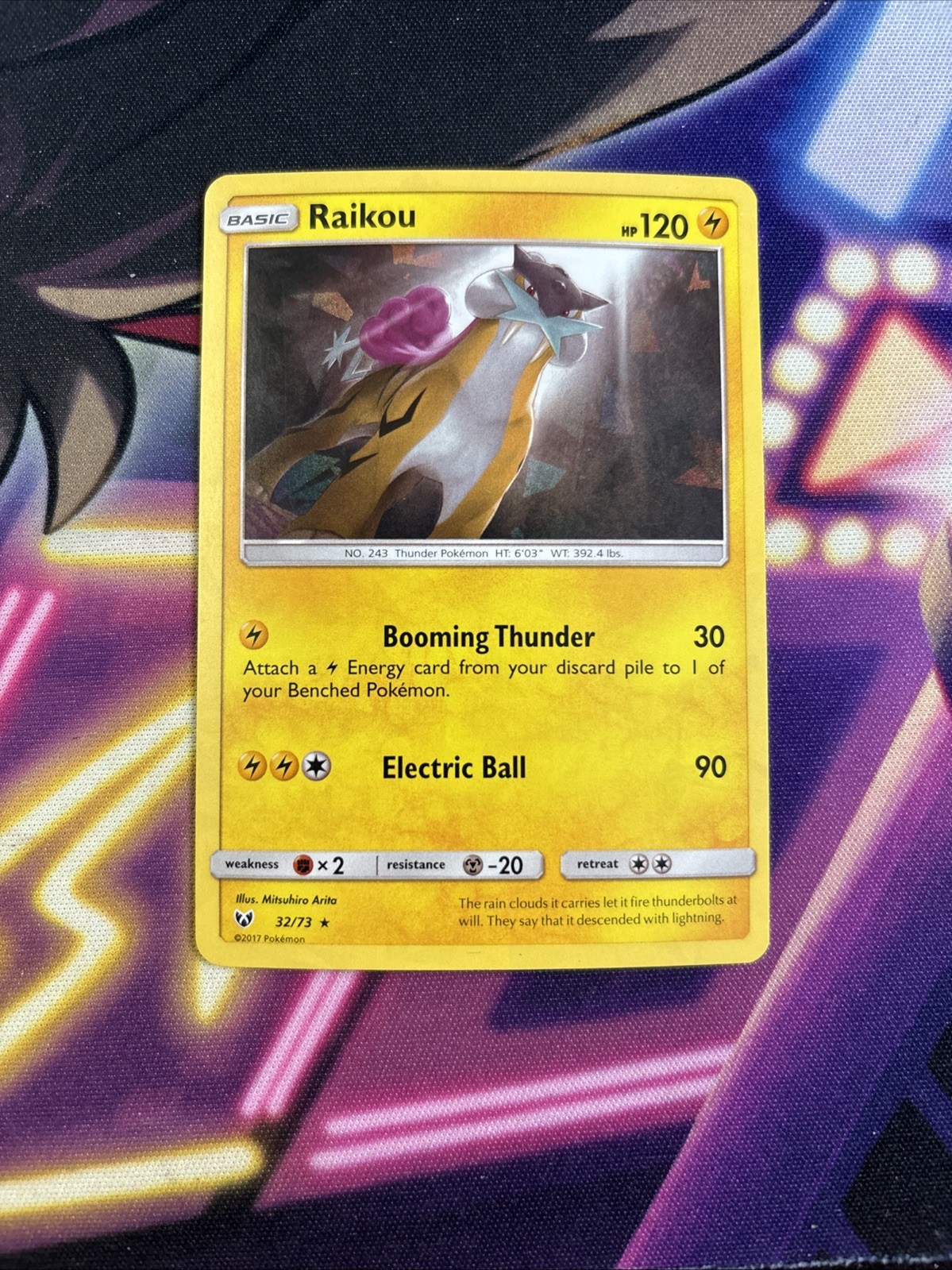 Raikou 32/73 Cracked Ice Holo Promo Sun & Moon Shining Legends Pokemon Card NM