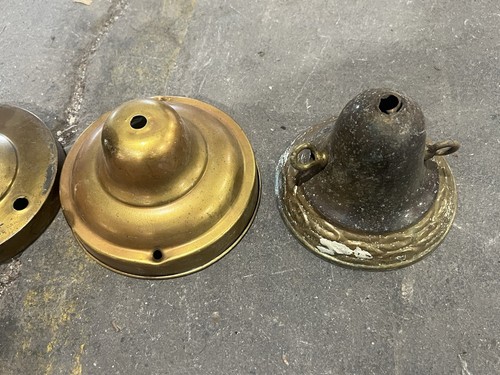 Lot of Antique Brass Canopy Canopies Parts Lighting Salvaged - Picture 7 of 11