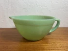 Vtg Fire King Green Jadeite Oven Ware 7.5” Mixing Batter Bowl Spout & Handle USA