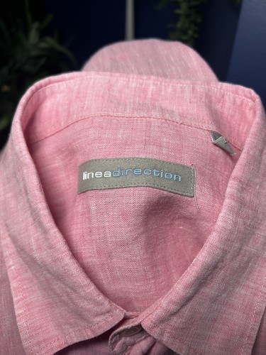 Linea Direction SS Short Sleeve Linen Shirt Pink Mens XL Summer Holiday - Picture 4 of 5
