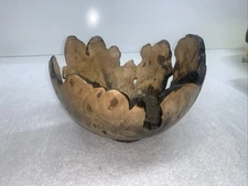Burl Wood Bowl Hand Made Art Signed Steve Buckeye Rustic Decor
