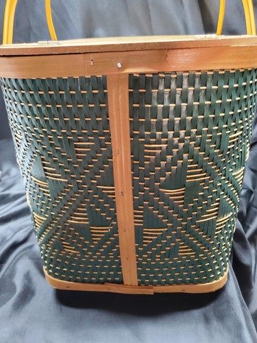 Cesta de picnic hecha a mano de mimbre y madera de colección ojo de halcón Burlington tejida hecha en EE. UU. - Imagen 11 de 24