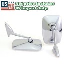 NEW CHROME SQUARE DOOR AND FENDER MIRRORS PAIR LEFT AND RIGHT SIDE 2 PIECES