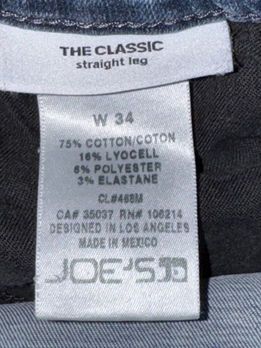Joes Jeans Men 34 Classic Straight Leg Medium Wash Denim Lyocell Cotton - Picture 8 of 9