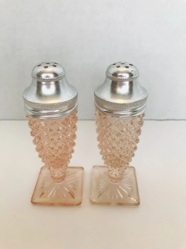 Vintage Anchor Hocking Pink Miss America Depression Glass Salt & Pepper Shakers