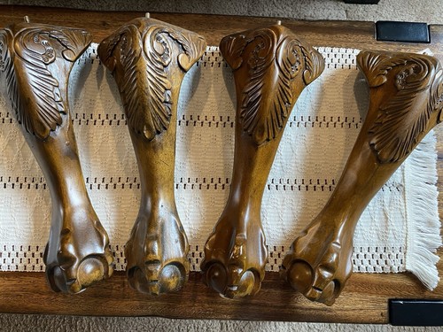 Solid Cherry Wood Furniture Legs Hand Carved Feet For Furniture Set Of 4