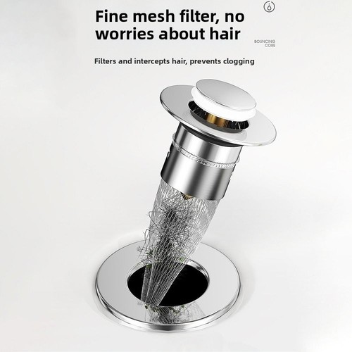 Push-Type Floor Drain Filter Sealing Washbasin Plugs Shower Hair Catcher - Picture 10 of 12