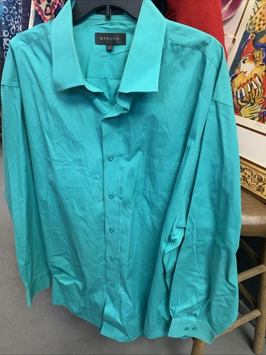 Marquis Men Long Sleeve Dress Shirt 20.5 36-37 Mint - Picture 2 of 3