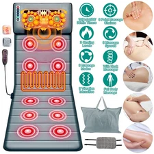 Full Body Heated Electric Massage Mat Neck Back Massage Mattress Pad w/10 Mode