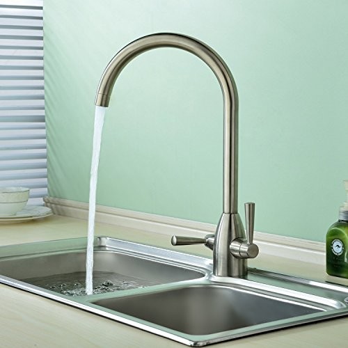 Küchenarmatur modernes Design Monoblock zwei Griffe hoher Bogen 360 schwenkbarer Auslauf - Bild 3 von 5
