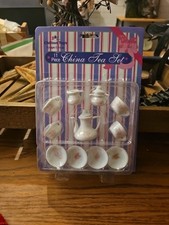 Vintage Chilton Toys 11 Pcs Porcelain Mini China Tea Set Dollhouse Dishes NIP