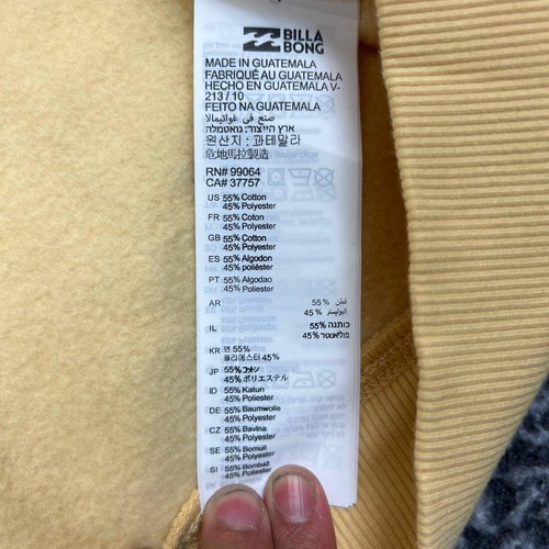 Billabong Hoodie Damen Medium Gelb Pullover Kordelzug Langarm Tasche Neu - Bild 9 von 10